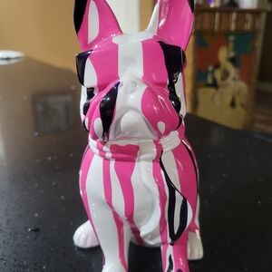 Pink and White French Bulldog Figurine